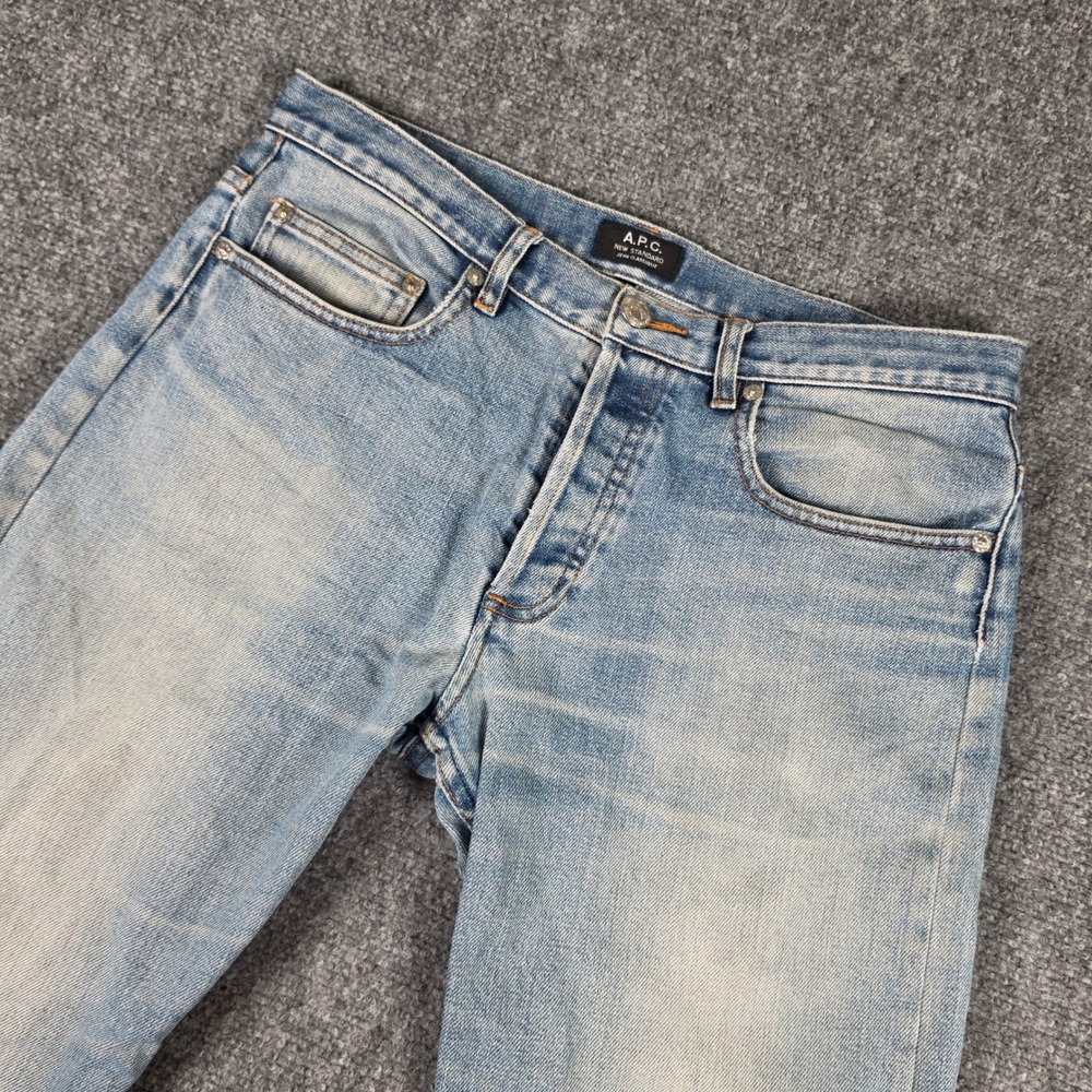 A.P.C. New Standard Jeans Mens 30 Light Wash Blue Straight Leg Button Fly